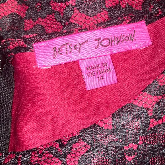 NWT Betsey Johnson Red and Black Lace Fit and Flare Skater Dress-14 - Picture 9 of 16